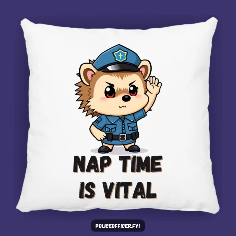 Funny Hedgehog Cop Pillow: Cuddle Up with This Determined Saluting Officer