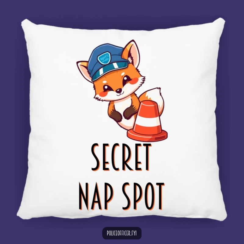 Funny Fox Police Pillow: Comfy Peek-a-Boo Cop Fox Cushion, Perfect Gift