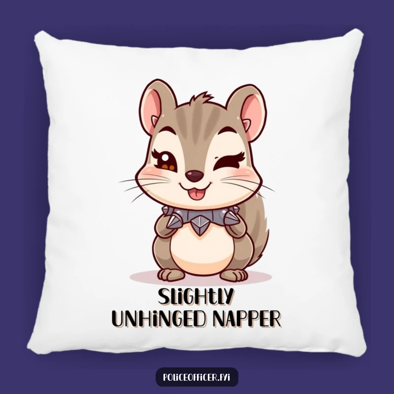 Funny Squirrel Pillow: Cozy Spiked Collar Mischief & Wink - Soft Comfort Gift