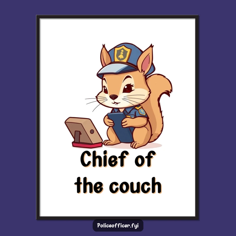 Funny Squirrel Cop Digital Print: Remote Control Duty - Instant Funny Gift Download