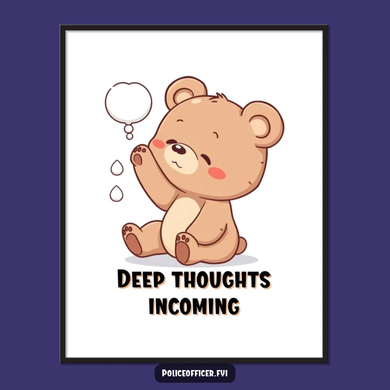 Funny Bear Cub Digital Art Print: Whimsical Wall Decor for Curious Minds