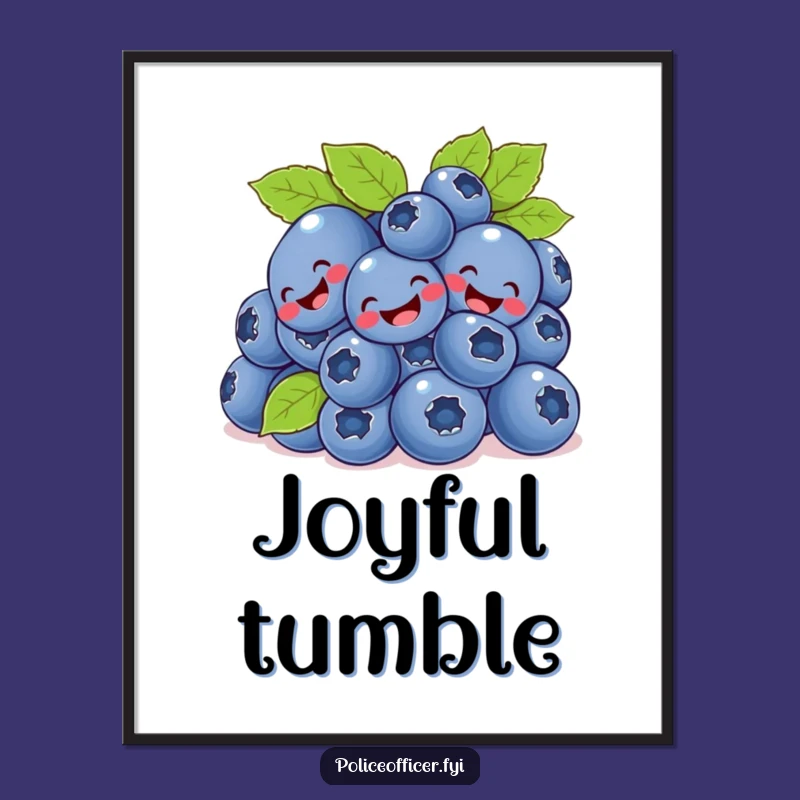 Funny Blueberry Bunch Digital Art - Instant Cartoon Berry Joy for Your Space