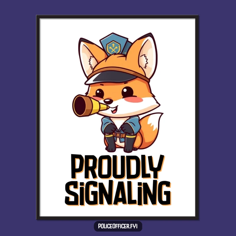 Funny Fox Cop Digital Art: Decorate with This Proud Whistling Officer