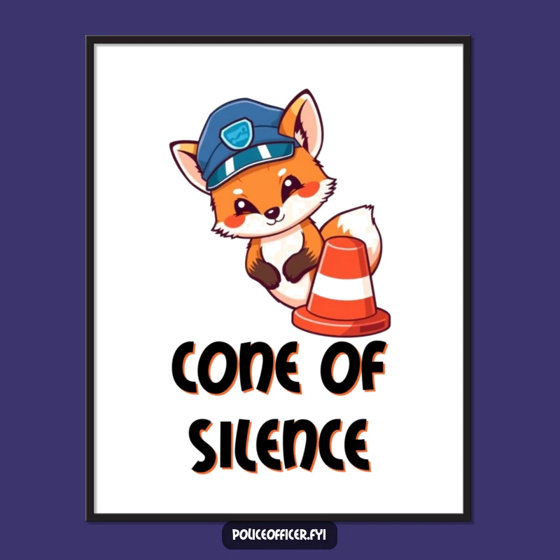 Funny Fox Police Digital Art: Sneaky Cop Fox Print, Printable Gift