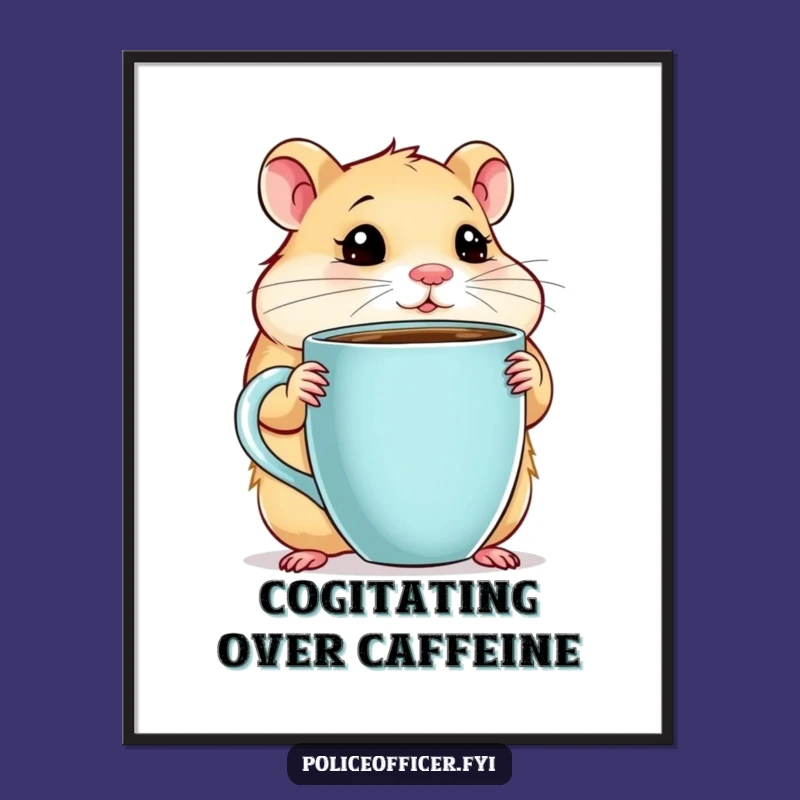 Funny Hamster Coffee Digital Art: Thoughtful Vibes for Your Space Gift
