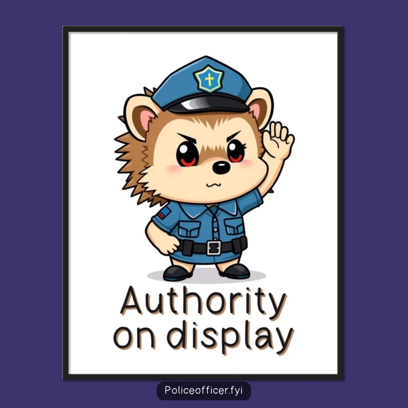 Funny Hedgehog Cop Digital Art: Decorate with This Determined Saluting Officer
