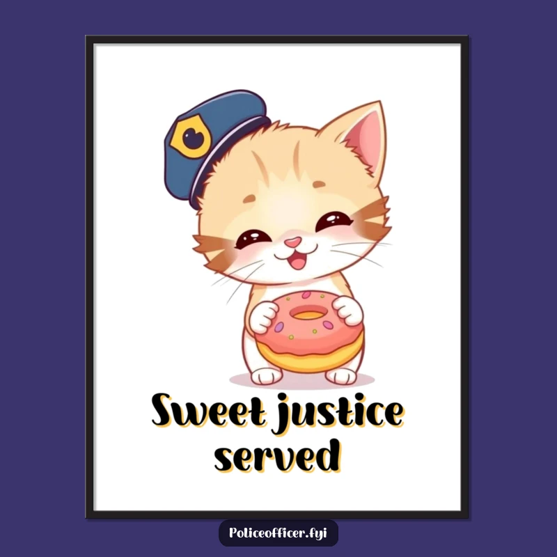 Funny Kitten Police Donut Digital Art - Instant Laughs for Your Walls!