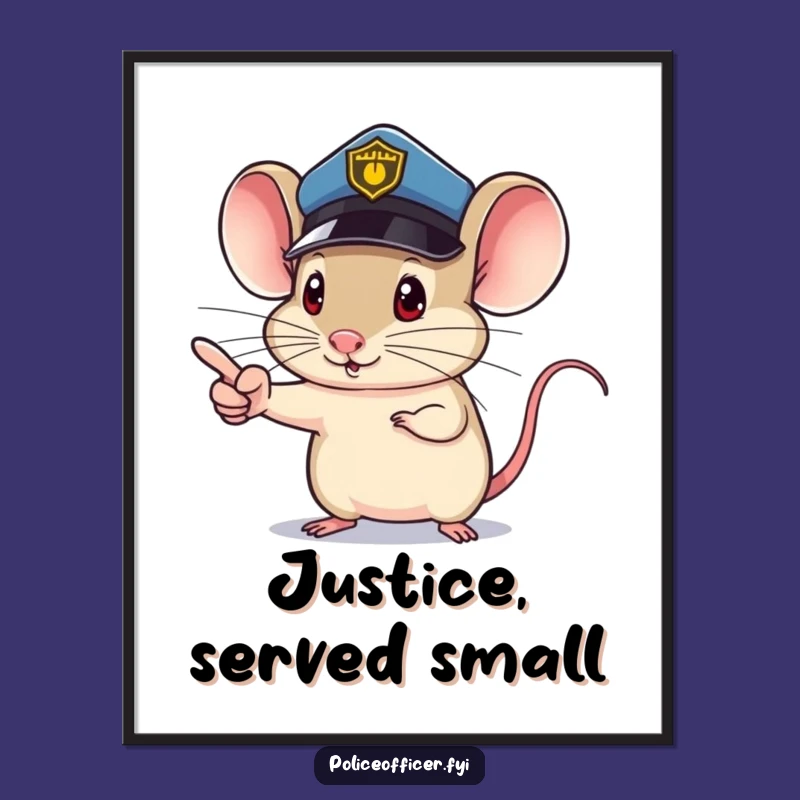 Funny Mouse Cop Digital Art: Determined Finger Points to Cool Decor Gift