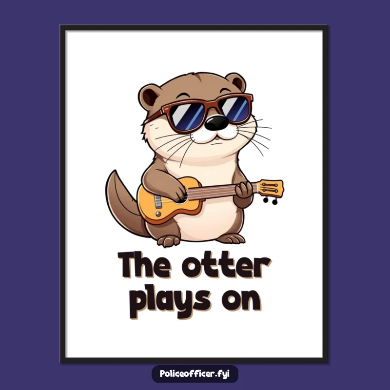 Funny Otter Digital Art: Cool Shades Smirk Musician - Instant Download Gift