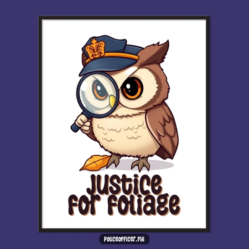 Funny Owl Detective Digital Art: Leaf Case Decor, Instant Funny Gift