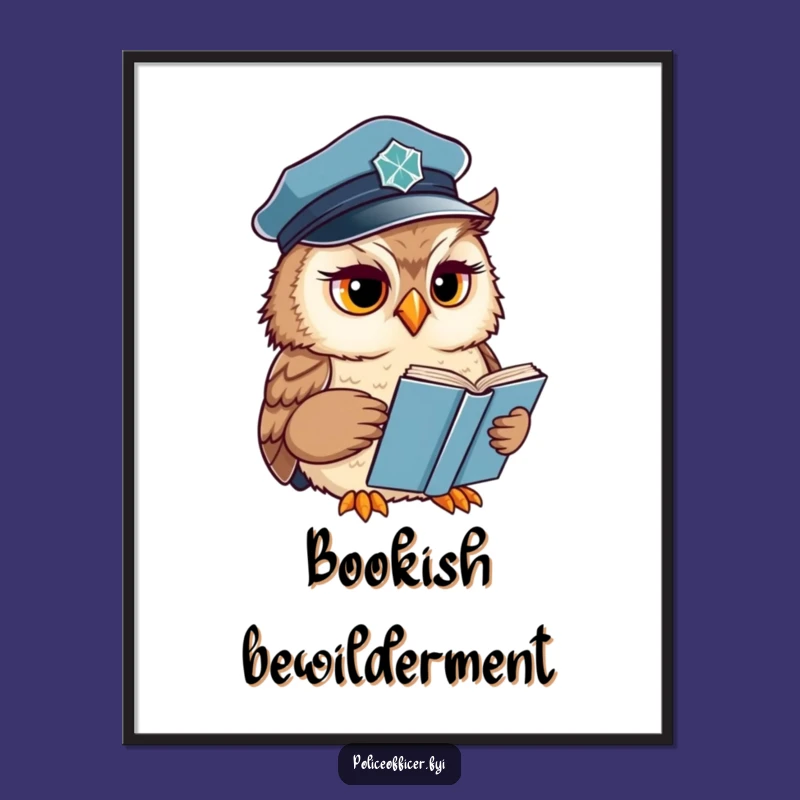Funny Owl Digital Art: Wise Officer, Concerned Reader Print, Quirky Downloadable Funny Gift