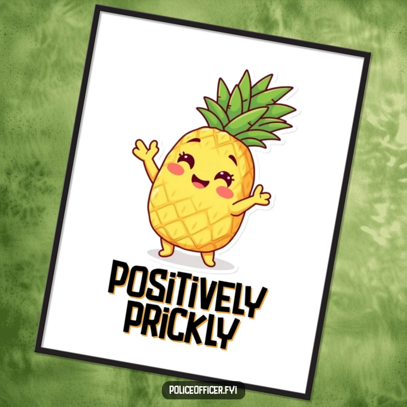 Funny pineapple character striking a playful pose, available as a downloadable digital art print.