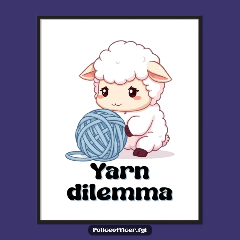 Funny Sheep Digital Art: Yarn Problems Print, Perfect Gift for Crafters!