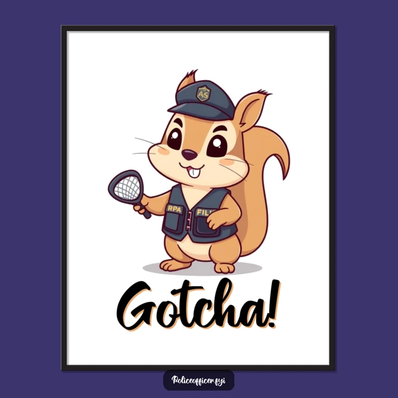 Funny Squirrel Police Digital Art - Determined Justice for Humorous Decor