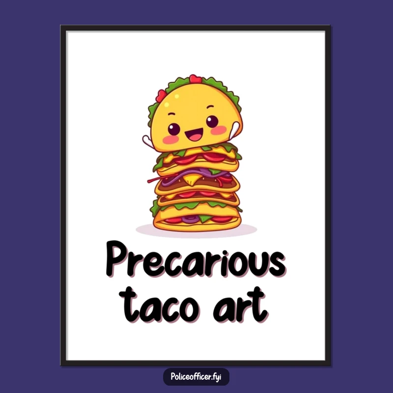 Funny Taco Balancing Digital Print: Instant Hilarious Foodie Wall Art