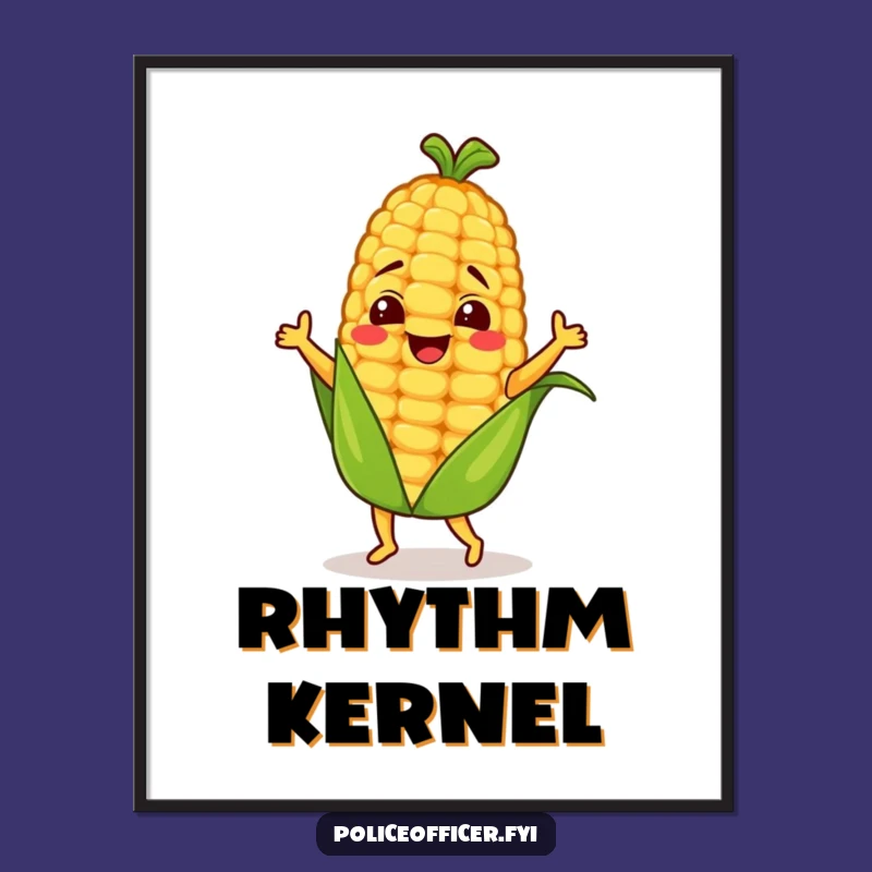 Funny Dancing Corn Cob Digital Art - Instant Cartoon Corn Cob Cheer for Your Space
