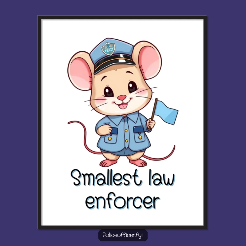 Funny Proud Mouse Officer Digital Print: Small Flag Cop Art