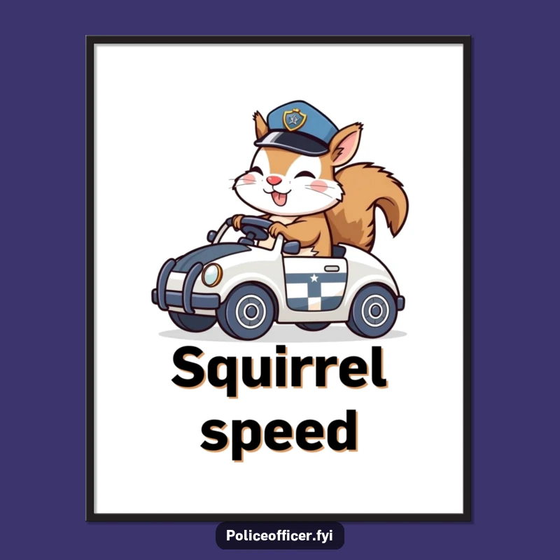 Funny Squirrel Cop Digital Art: Giggling Toy Car Print