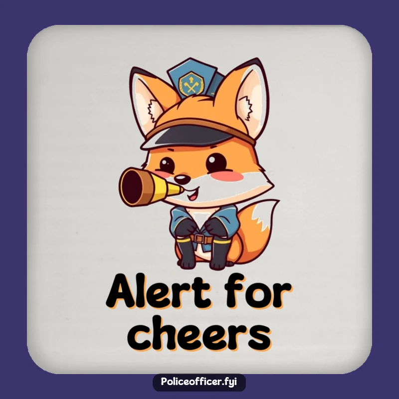 Funny Fox Cop Coaster: Protect Surfaces with This Proud Officer
