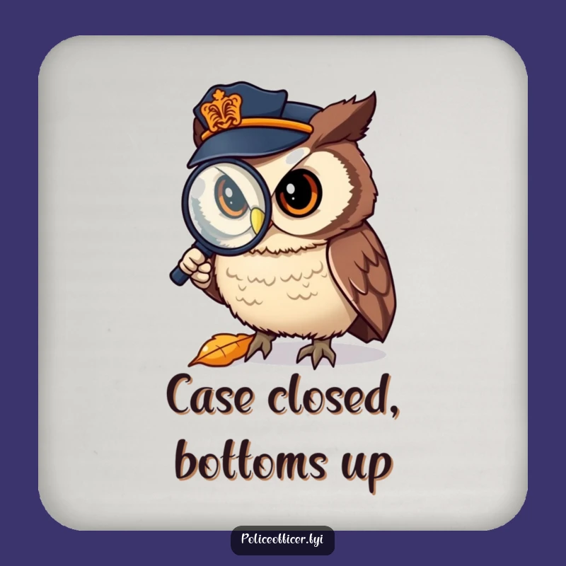 Funny Owl Detective Coaster: Leaf Evidence, Charming Funny Gift