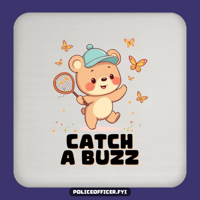 Funny Bear Cub Drink Coasters: Set of Jaunty Hunters for Cheerful Protection