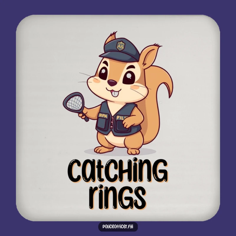 Funny Squirrel Police Coaster - Determined Protection for Your Drinks