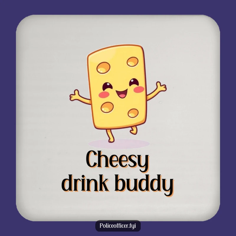 Funny Cheese Hop Drink Coaster: Protect Surfaces with Cheesy Smiles