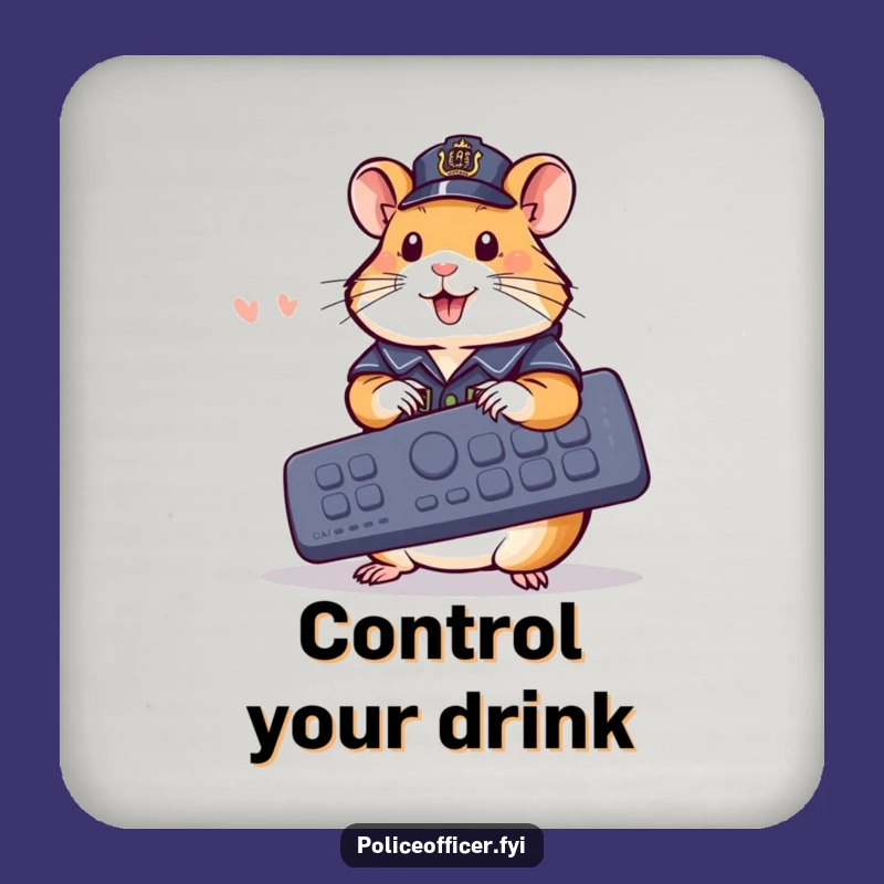 Funny Hamster Police Coaster: Remote Control Hub, a Hilarious Gift