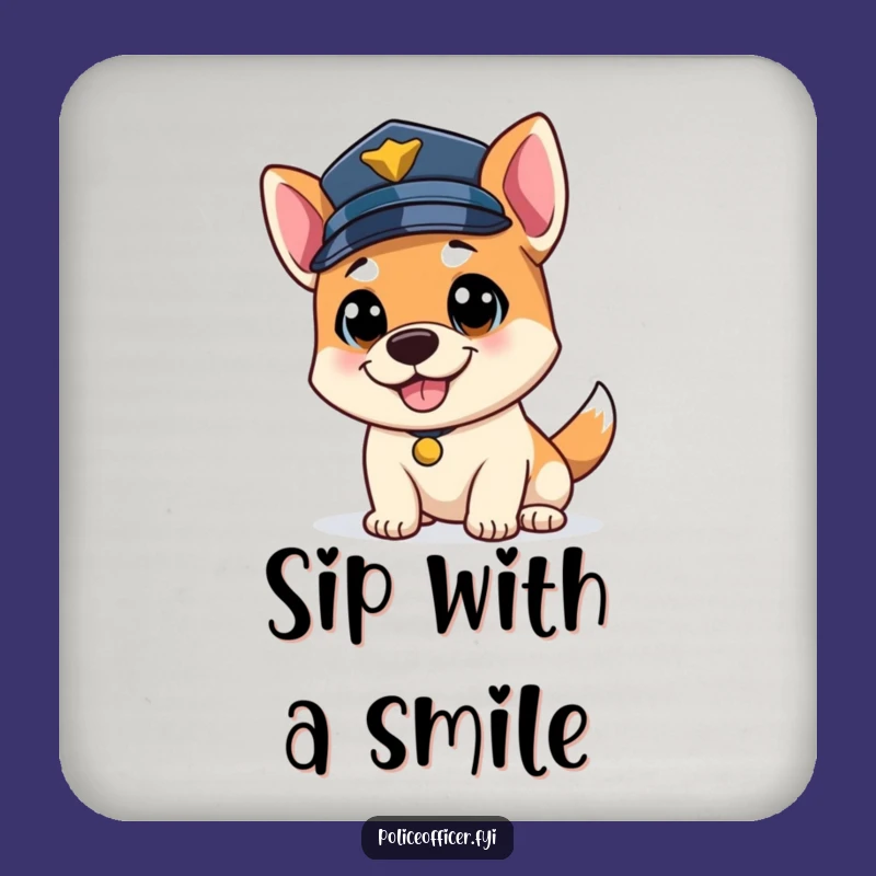 Funny Bouncy Dog Officer Coaster: Wagging Tail Cop Protector