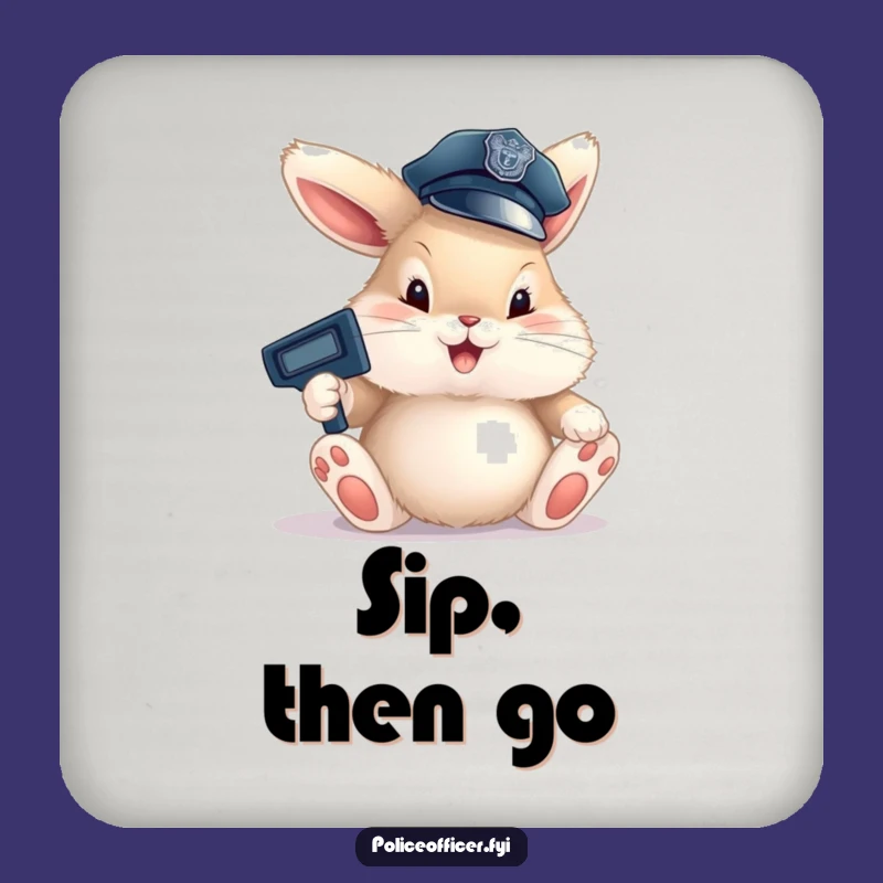 Funny Bunny Cop Drink Coasters: Set of Cute Traffic Directors for Whimsical Protection