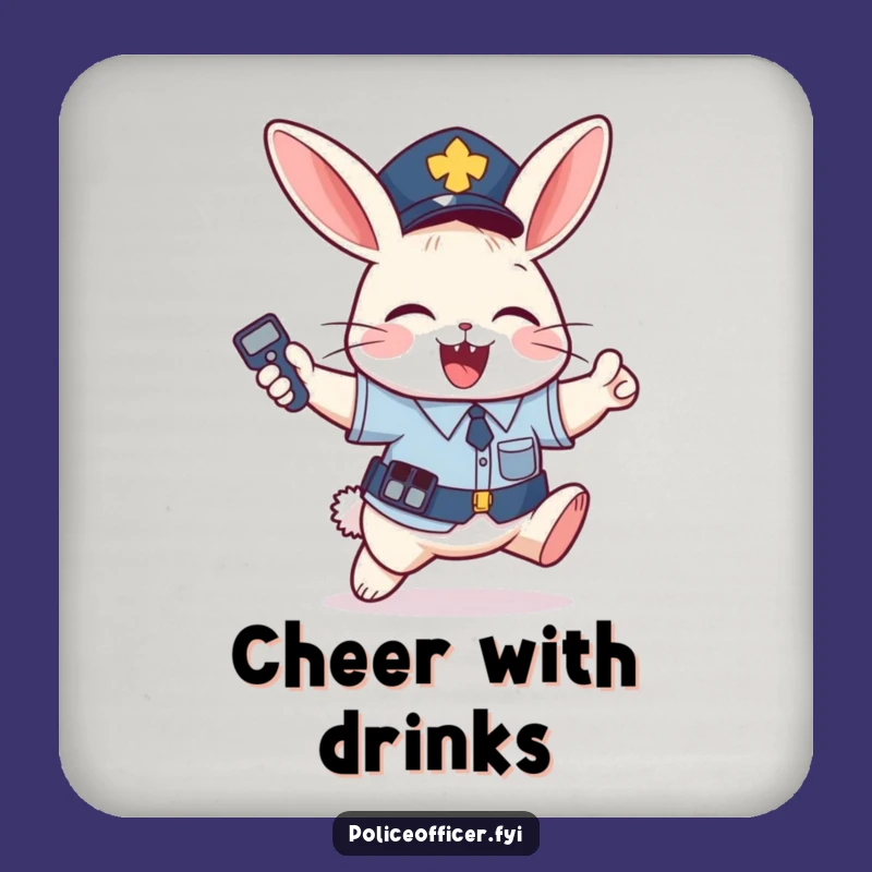 Funny Bunny Police Coaster: Joyful Remote Hub, a Hilarious Gift