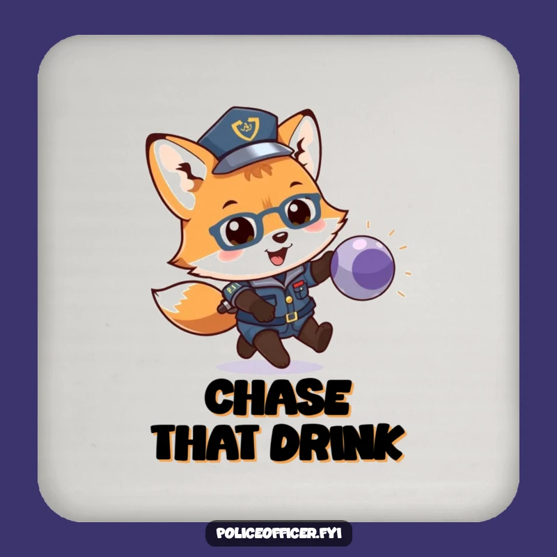 Funny Fox Cop Coaster: Protect Surfaces with Playful Humor, Quirky Gift