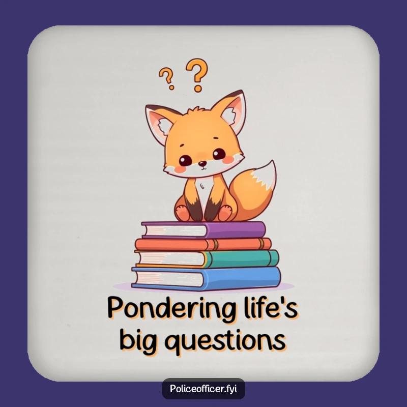 Funny Fox Cub Book Lover Coaster: Protect Your Surfaces with Humor