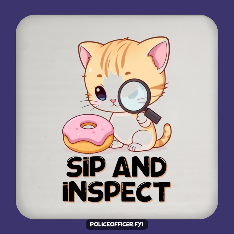 Funny Kitten Detective Drink Coasters: Set of Curious Cat Coasters for Whimsical Protection