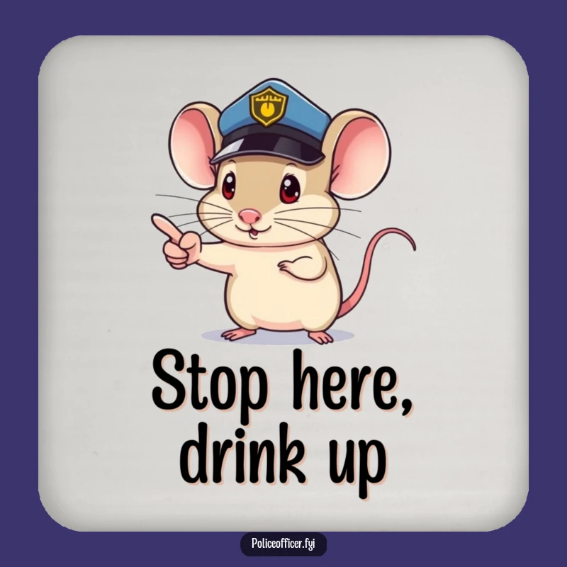 Funny Mouse Cop Coasters: Determined Protection for Your Surfaces Gift Set