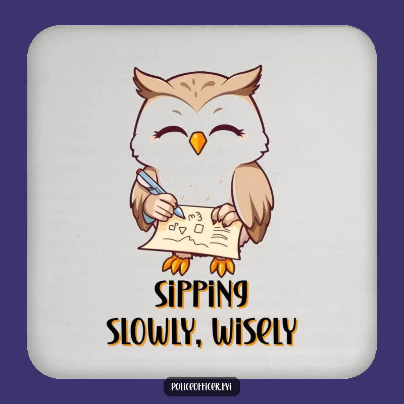 Funny Owl Writer Coasters: Contented Protection for Your Creative Space Gift Set