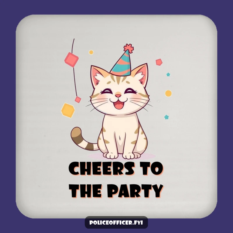 Funny Party Cat Coaster: Protect Surfaces with Festive Flair