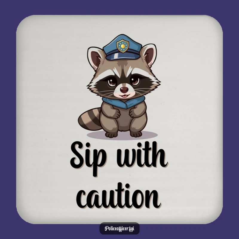 Funny Raccoon Police Coasters - Protect Surfaces with Sly Humor!