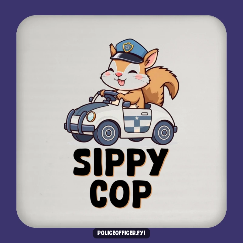 Funny Squirrel Cop Coaster: Giggling Chase Protection Gift