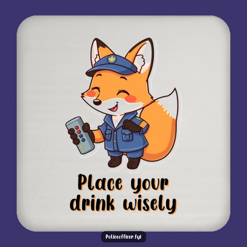 Funny Fox Remote Holder Coaster - Humorous Uniformed Fox Drink Protector, Perfect Funny Gift