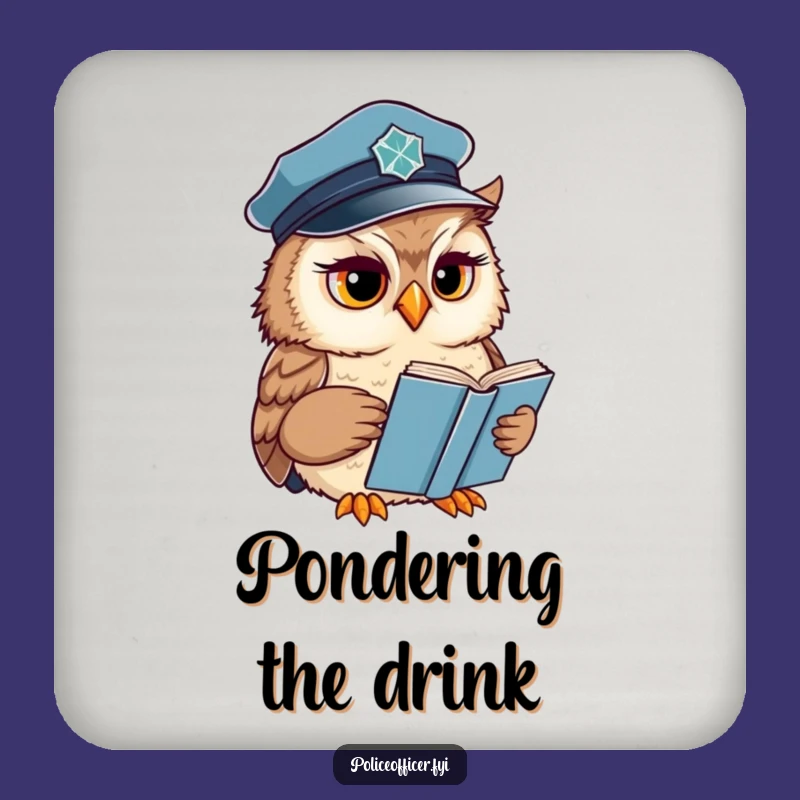 Funny Owl Coaster Set: Wise Officer Protection, Concerned Reader Decor, Unique Funny Gift