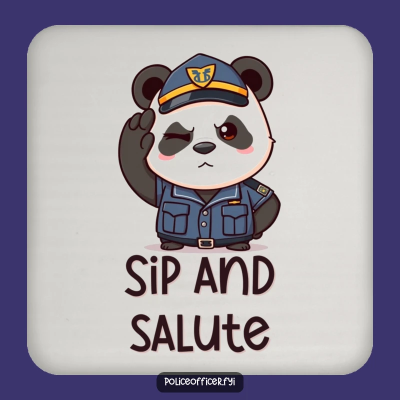Funny Panda Police Coasters - Protect Surfaces with Dignity!