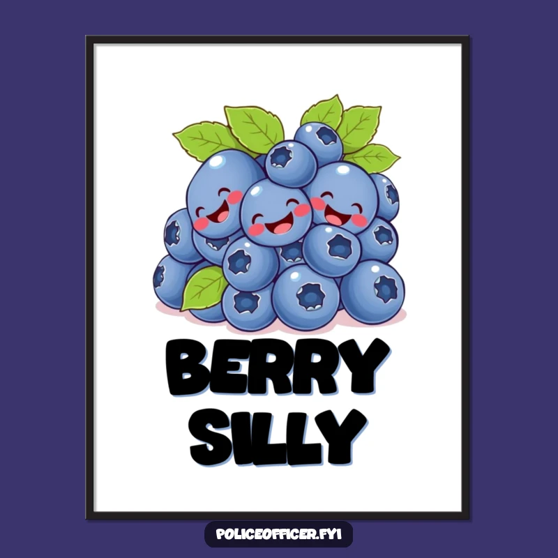 Funny Blueberry Bunch Poster - Bright Cartoon Berry Art for Your Walls