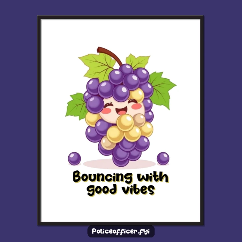 Funny Grapes Poster: Hilarious Bouncing Fruit Art for Cheerful Walls!