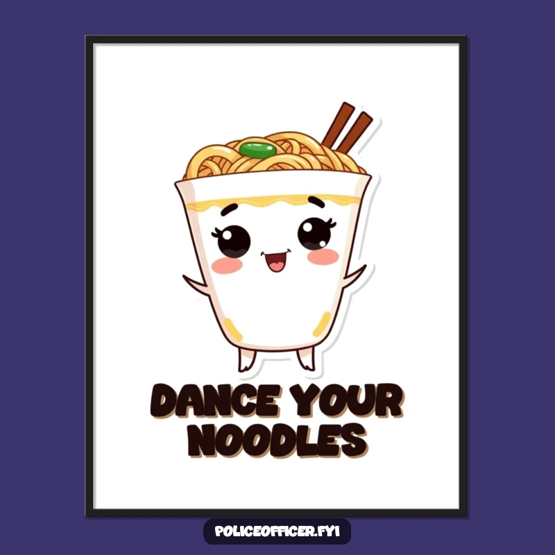 Funny Ramen Dance Poster: Hilarious Asian Food Art for a Cheerful Room