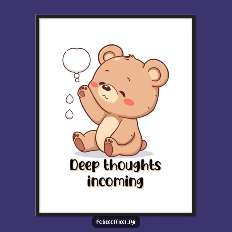 Funny Bear Cub Poster: Charming Illustrative Art for Inspiring Curious Minds