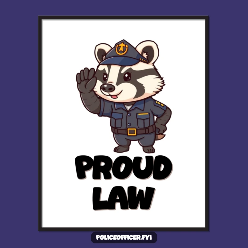 Funny Badger Cop Poster: Determined Salute Art Gift