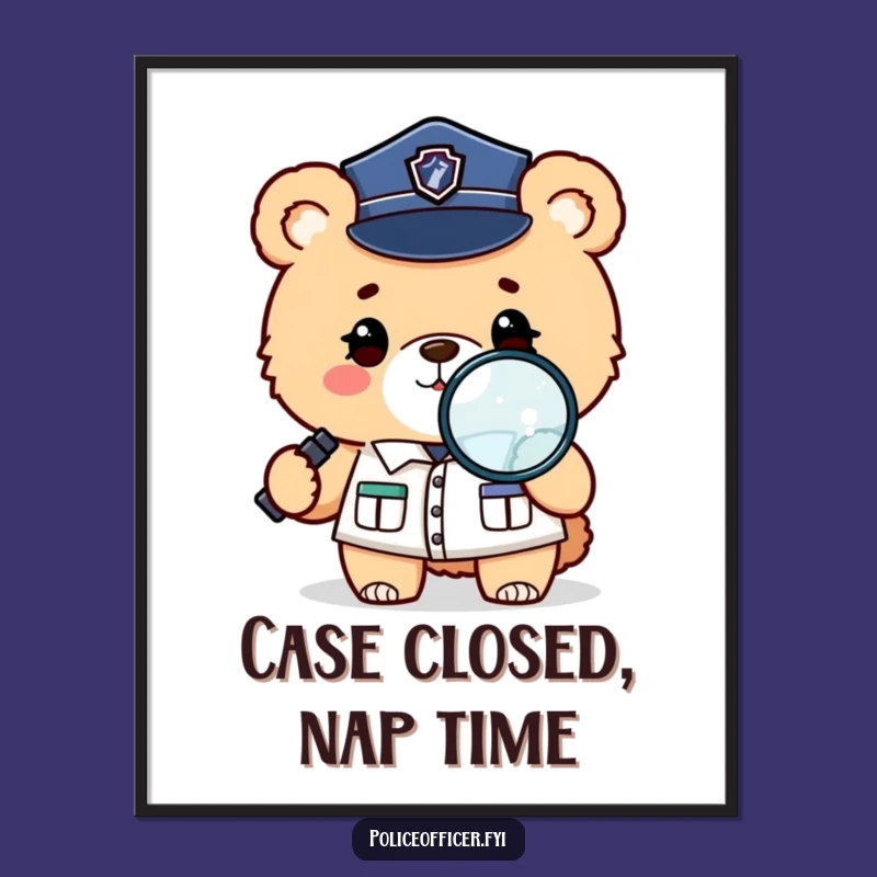 Funny Bear Detective Poster: Winking Police Bear Art, Great Funny Gift