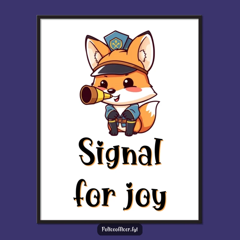 Funny Fox Cop Poster: Decorate with This Proud Whistling Officer