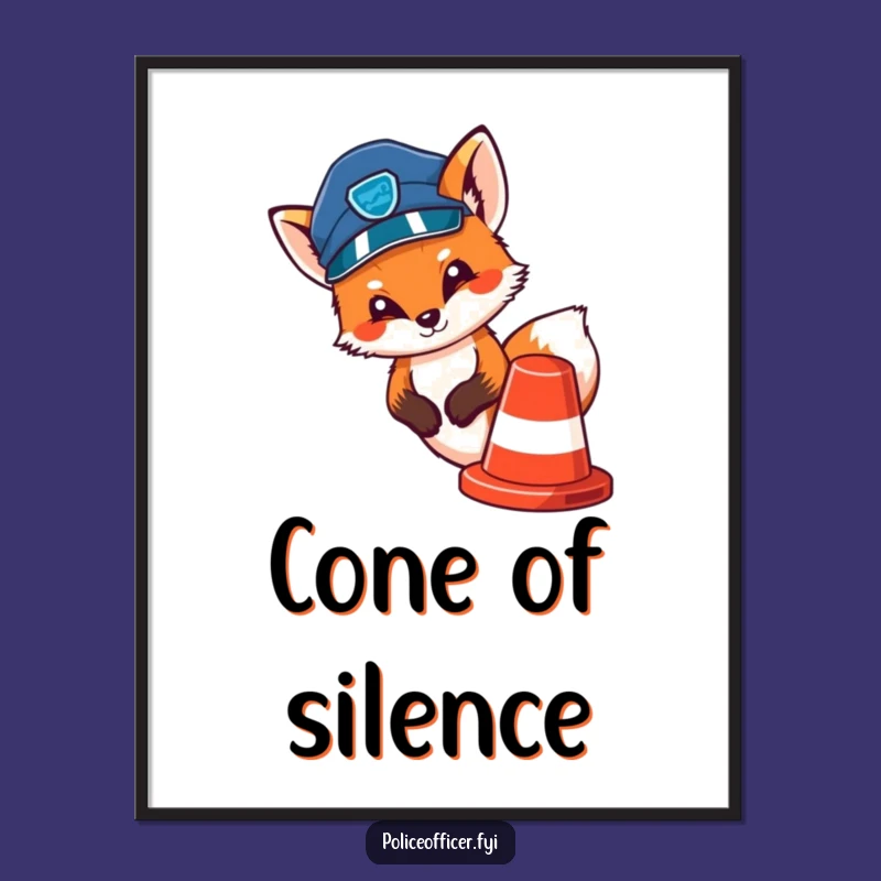 Funny Fox Police Poster: Sneaky Cop Fox Art, Great Funny Gift